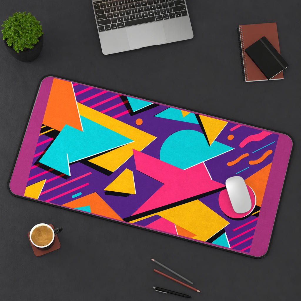 Bright Retro Geometric Shapes desk mat — product mockup 3