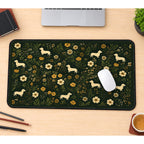 Cream Dachshunds and Garden Flowers desk mat — product mockup 1