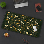 Cream Dachshunds and Garden Flowers desk mat — product mockup 3