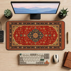 Red Turkish Rug Floral Pattern desk mat — product mockup 2