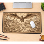 Dragon over a Parchment Fantasy Map desk mat — product mockup 1