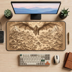 Dragon over a Parchment Fantasy Map desk mat — product mockup 2