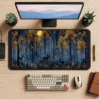 Autumn Deer in Moonlit Forest desk mat — product mockup 2