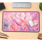 Pink Watercolor Lotus Petals desk mat — product mockup 1