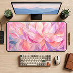 Pink Watercolor Lotus Petals desk mat — product mockup 2