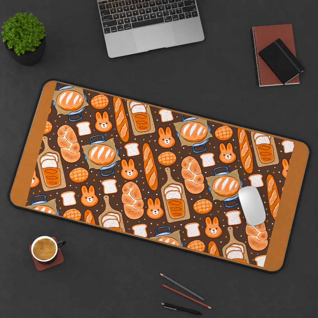 Cute Bunny Bread and Pastries desk mat — product mockup 3