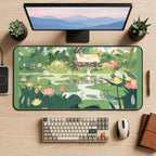 Bunny Pond Cottage Garden desk mat — product mockup 2