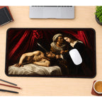 Judith and Holofernes Painting Scene desk mat — product mockup 1