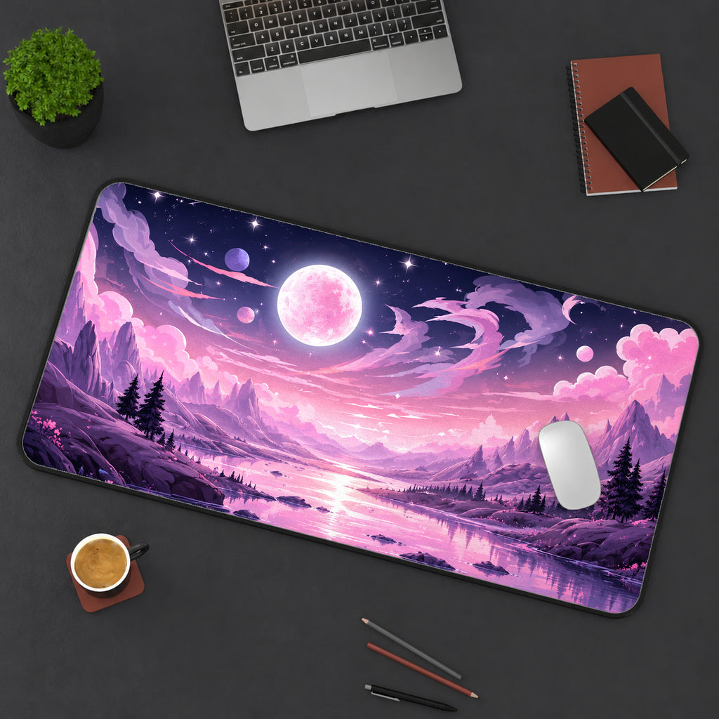 Pink Full Moon Valley Desk Mat — product mockup 3