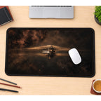 Spacecraft in a Golden Nebula desk mat — product mockup 1