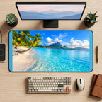 Tropical Palm Beach View desk mat — product mockup 2