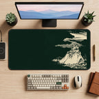 Cream Mountain Castle Sketch desk mat — product mockup 2