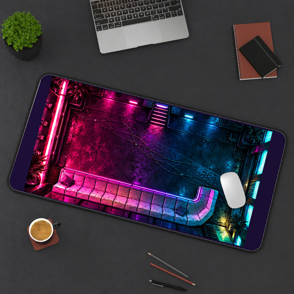 Neon Brick Wall and Pipes desk mat — product mockup 3