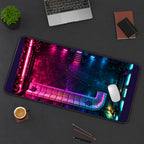 Neon Brick Wall and Pipes desk mat — product mockup 3