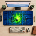Green Ooze Canister on Brick desk mat — product mockup 2