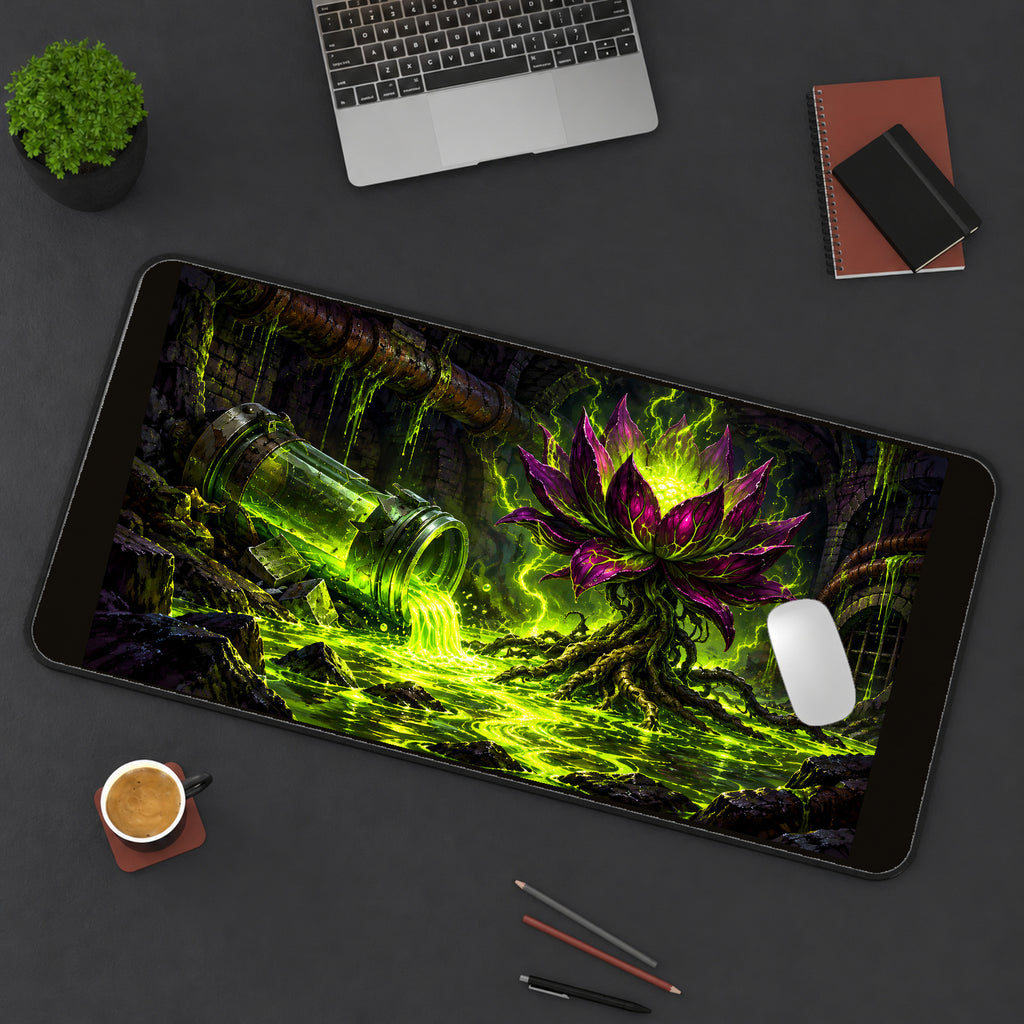 Mutant Lotus in Glowing Ooze desk mat — product mockup 3