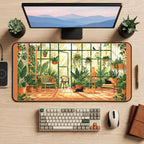 Sunny Cat Greenhouse desk mat — product mockup 2