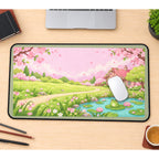 Pastel Sakura Cottage Pond desk mat — product mockup 1