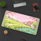 Pastel Sakura Cottage Pond desk mat — product mockup 3