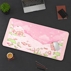 Pastel Winter Bear Cottage desk mat — product mockup 3