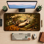 Unwell Possum Renaissance Portrait desk mat — product mockup 2