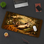 Unwell Possum Renaissance Portrait desk mat — product mockup 3