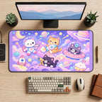 Pastel Space Cat Explorers desk mat — product mockup 2