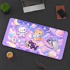 Pastel Space Cat Explorers desk mat — product mockup 3