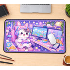 Cute Gamer Cat at a Computer desk mat — product mockup 1