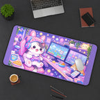 Cute Gamer Cat at a Computer desk mat — product mockup 3