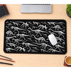 White Dinosaur Skeleton Pattern desk mat — product mockup 1