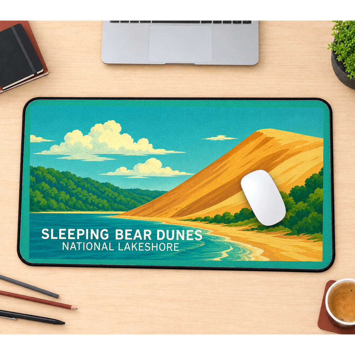 Sleeping Bear Dunes Scenic Poster desk mat — product mockup 1