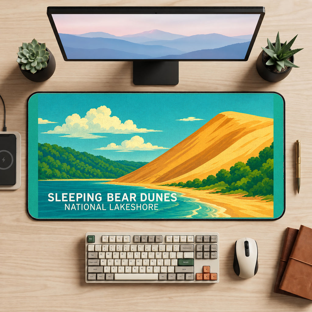 Sleeping Bear Dunes Scenic Poster desk mat — product mockup 2