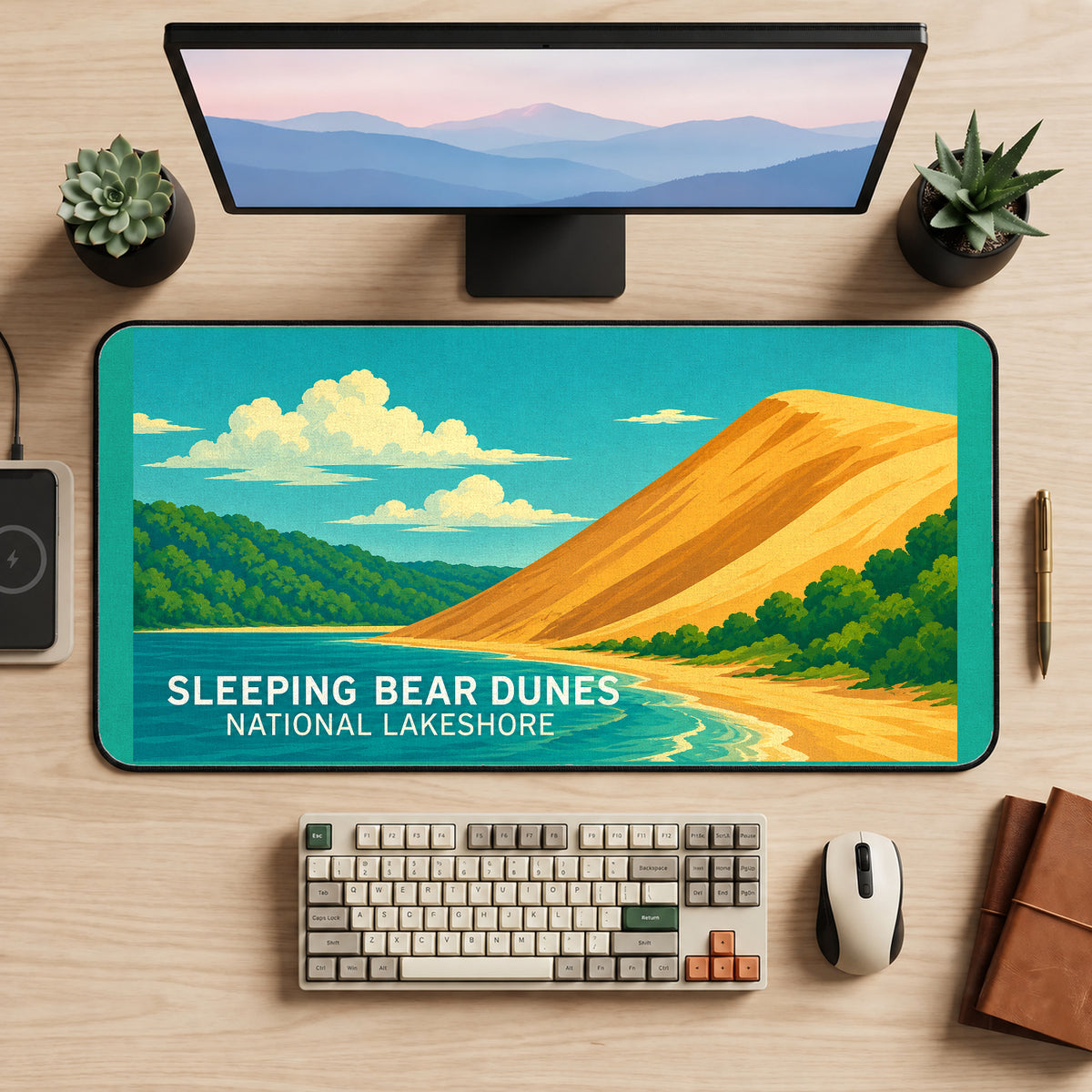Sleeping Bear Dunes Scenic Poster desk mat — product mockup 2