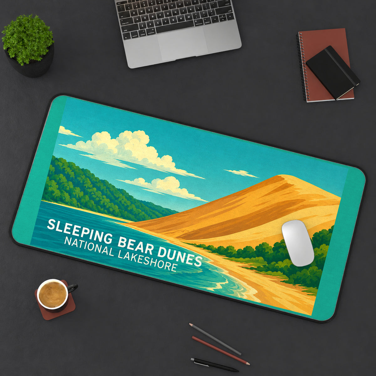 Sleeping Bear Dunes Scenic Poster desk mat — product mockup 3