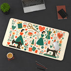 Vintage Sewing Room Pattern desk mat — product mockup 3