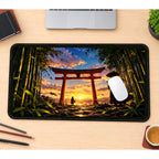 Samurai at a Sunset Torii desk mat — product mockup 1