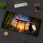 Samurai at a Sunset Torii desk mat — product mockup 3