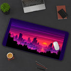 Vaporwave City Sunset desk mat — product mockup 3