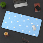 Tiny Daisies on Sky Blue desk mat — product mockup 3