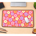 Bright Retro Daisy Blooms desk mat — product mockup 1