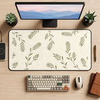 Sage Leaf Sprigs on Beige desk mat — product mockup 2