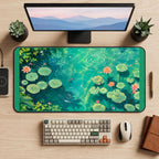 Sunlit Green Lily Pond desk mat — product mockup 2
