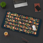 Dark Floral Library Shelves desk mat — product mockup 3