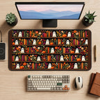 Bookish Ghosts on Flower Shelves desk mat — product mockup 2