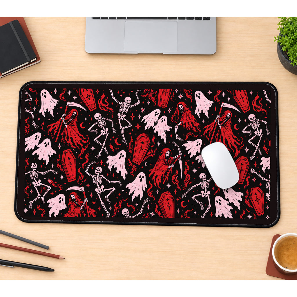 Pink Ghosts and Red Reapers desk mat — product mockup 1