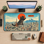 Giant Tabby Above Tokyo desk mat — product mockup 2