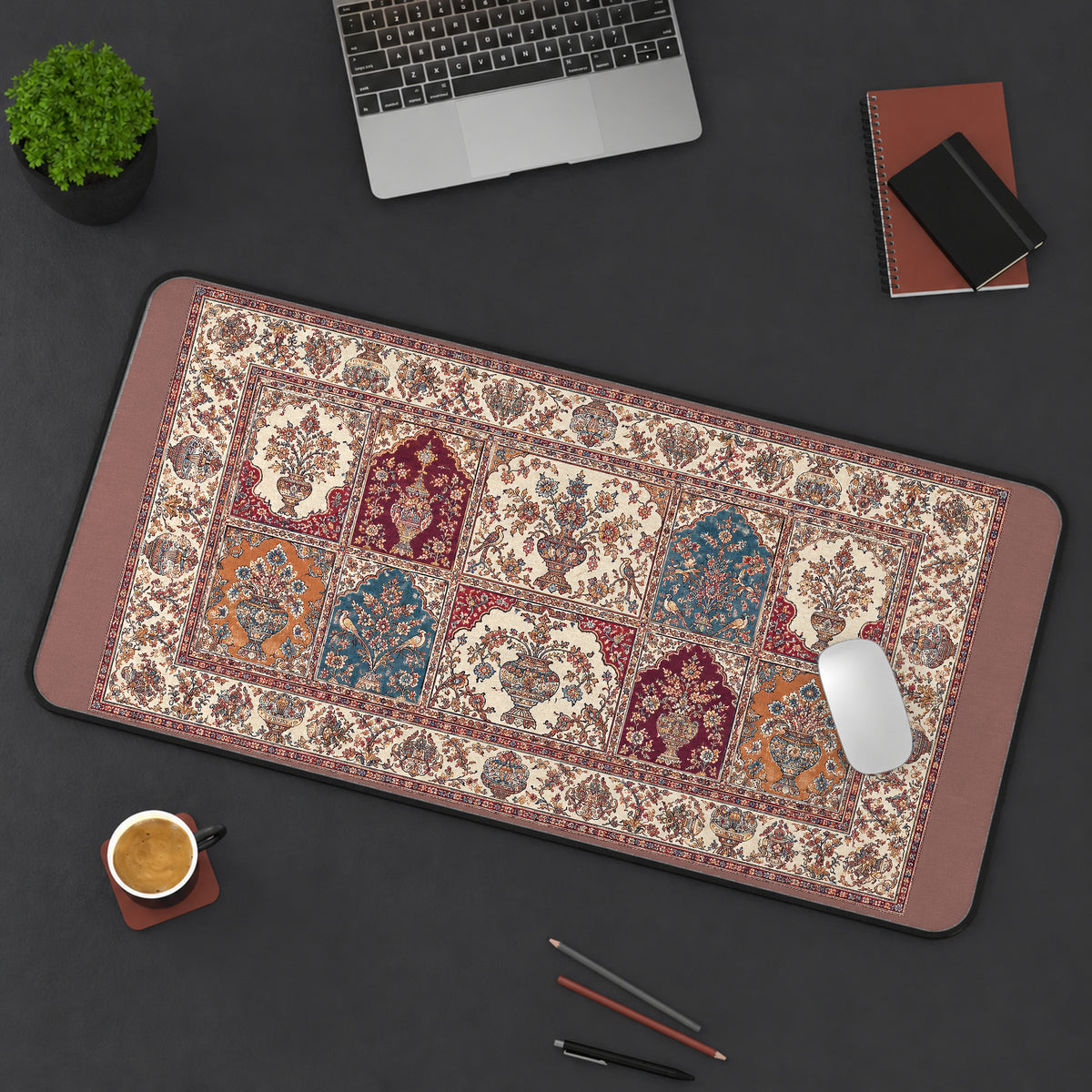 Patchwork Persian Rug Motifs desk mat — product mockup 3