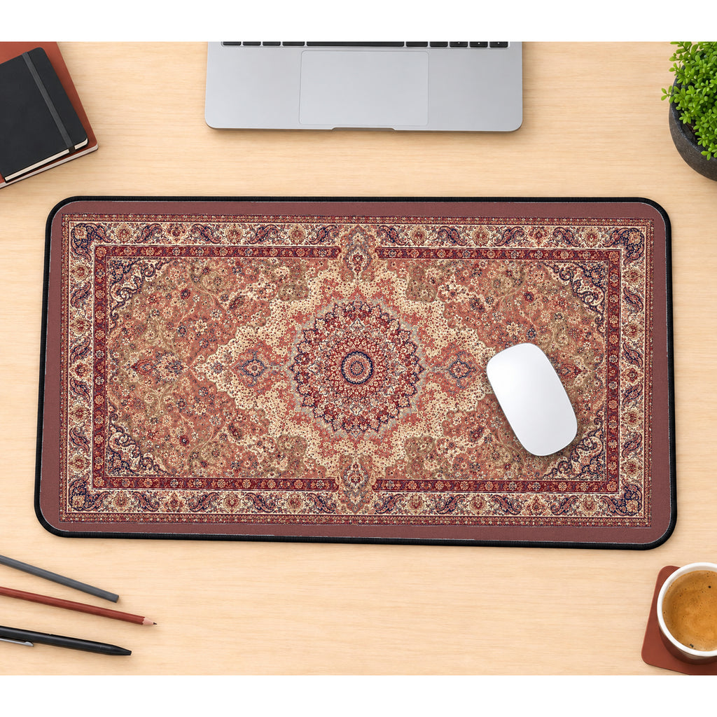 Dusty Rose Antique Rug Medallion desk mat — product mockup 1