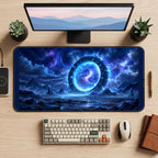 Blue Cosmic Ring Portal desk mat — product mockup 2